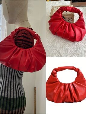 Classic Wander Hobo Red Bag- Soft Textured